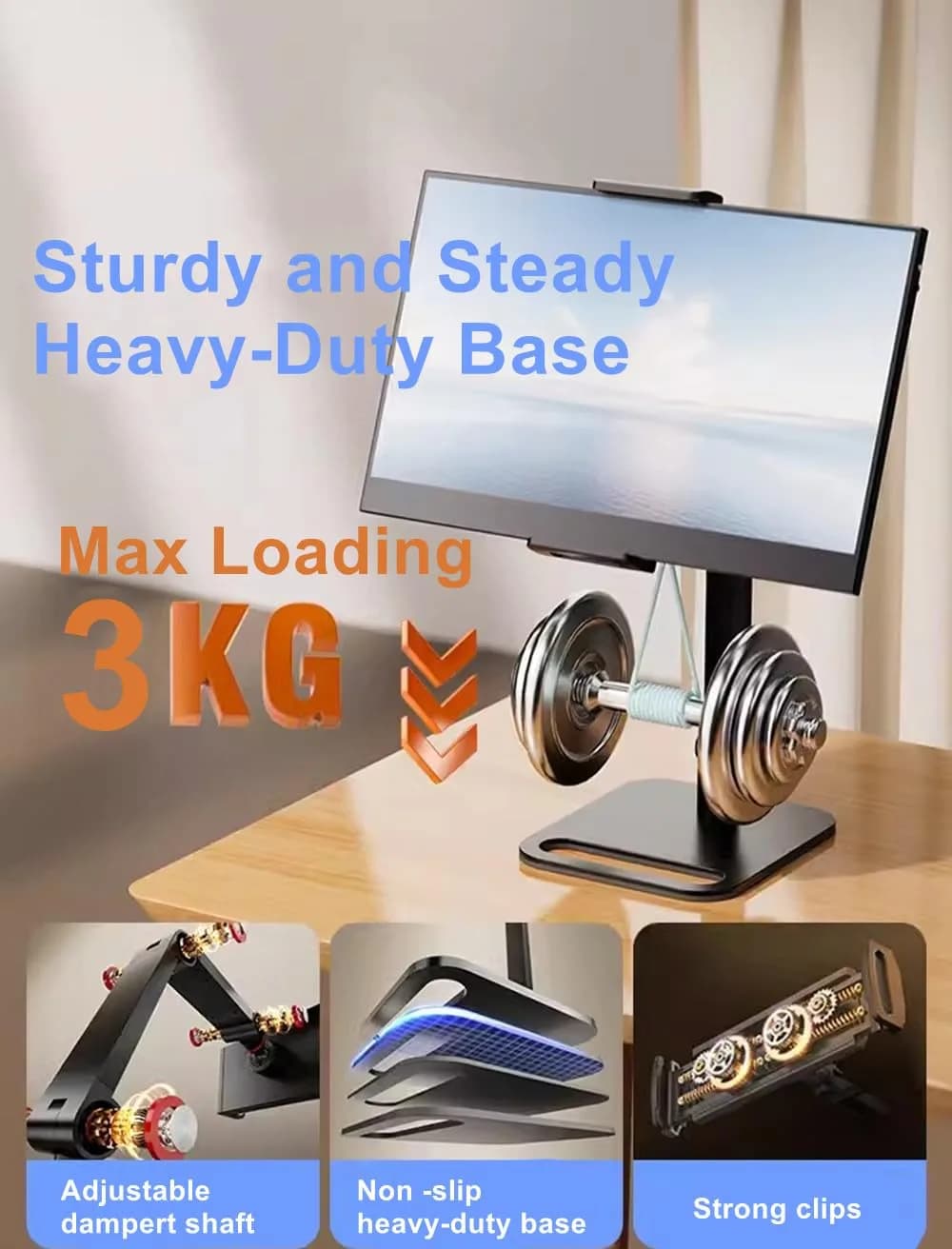 AiFeelife Portable Monitor Holder for 12-17.3 Inch Screen Desk Holder | Heavy Duty Aluminum Metal - view 3