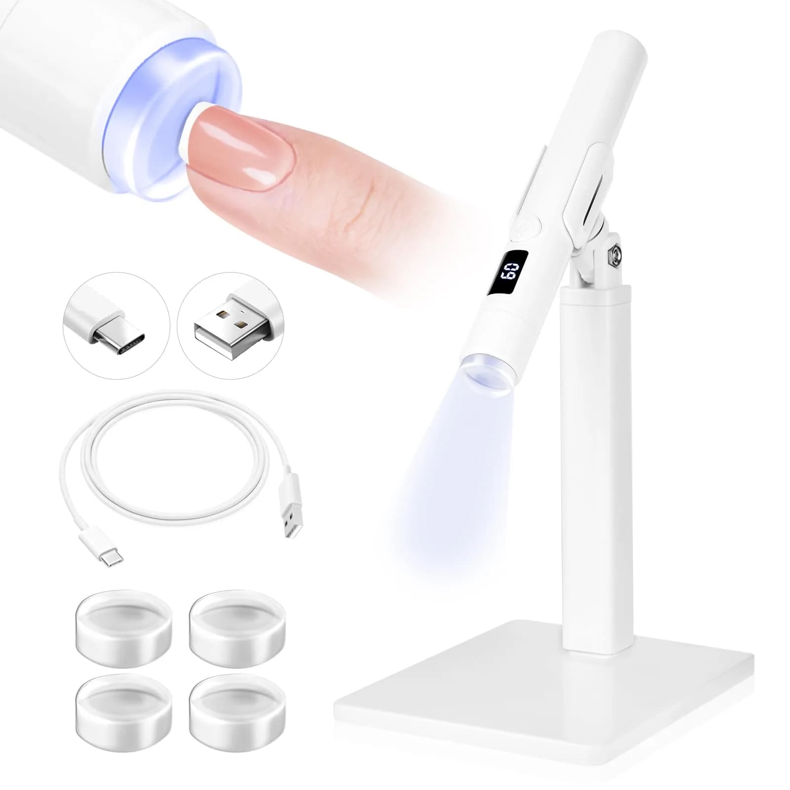 SAVILAND Handheld UV Nail Lamp 12W Purple | 10S Flash Cure for Gel Polish — Shine
