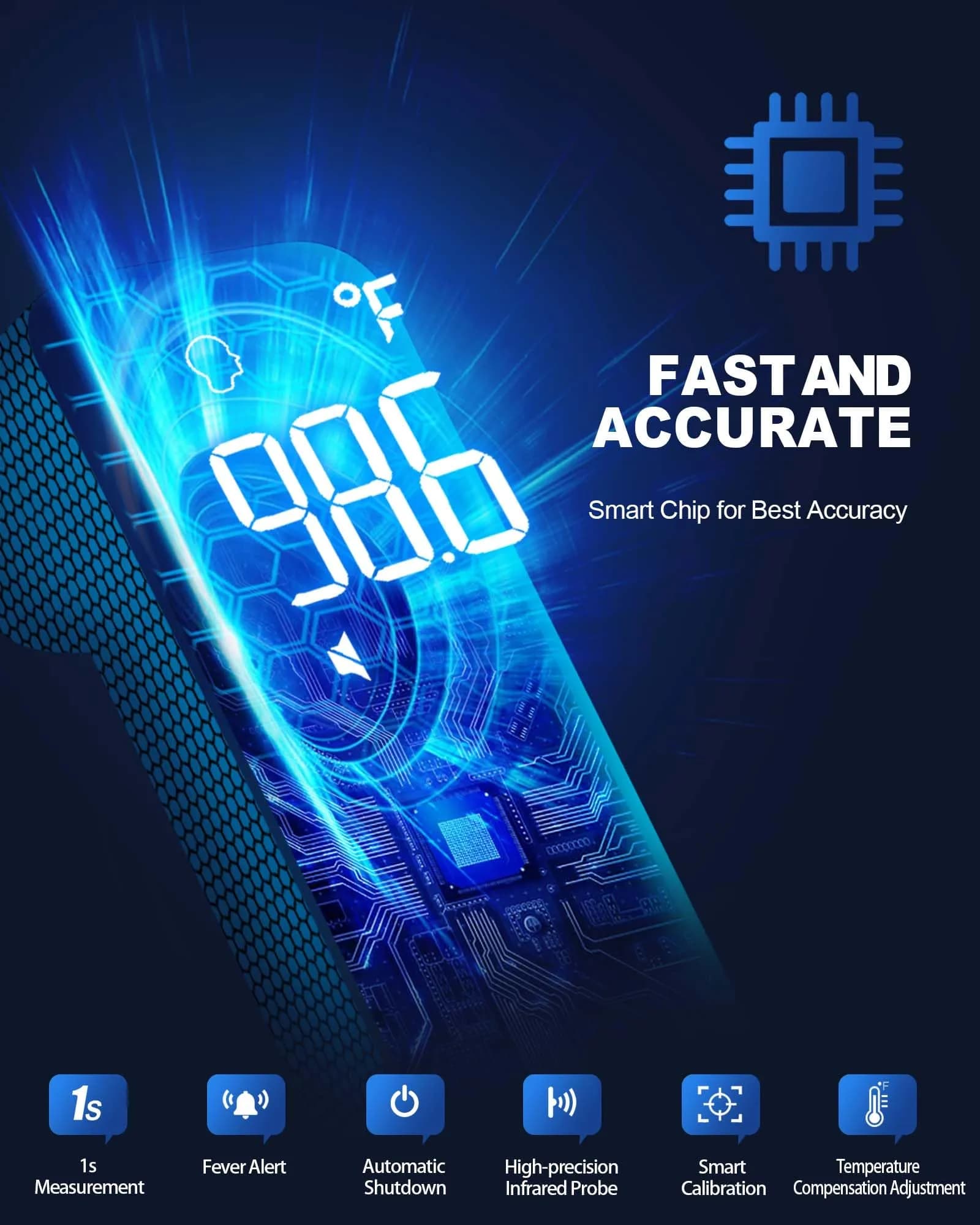 ANMEATE Non-Contact Forehead Thermometer 1 Second Result | Accurate Readings for Adults and Kids - view 4