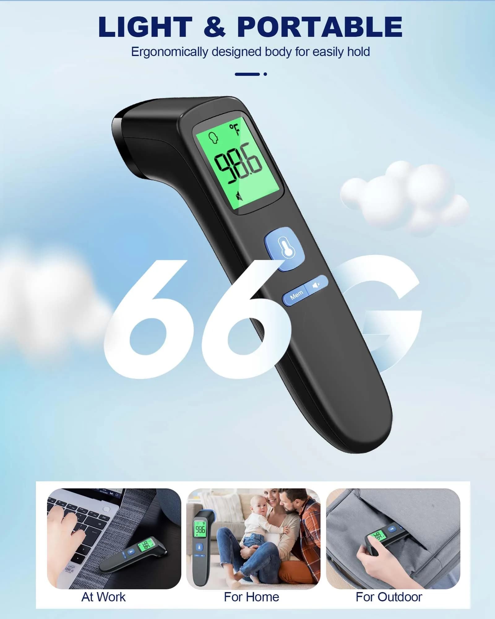 ANMEATE Non-Contact Forehead Thermometer 1 Second Result | Accurate Readings for Adults and Kids - view 7