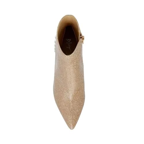 Betsey Johnson Kasey Fashion Boot, Gold, 6.5 | Pearl Encrusted Heel & Ankle-High Style thumbnail 2