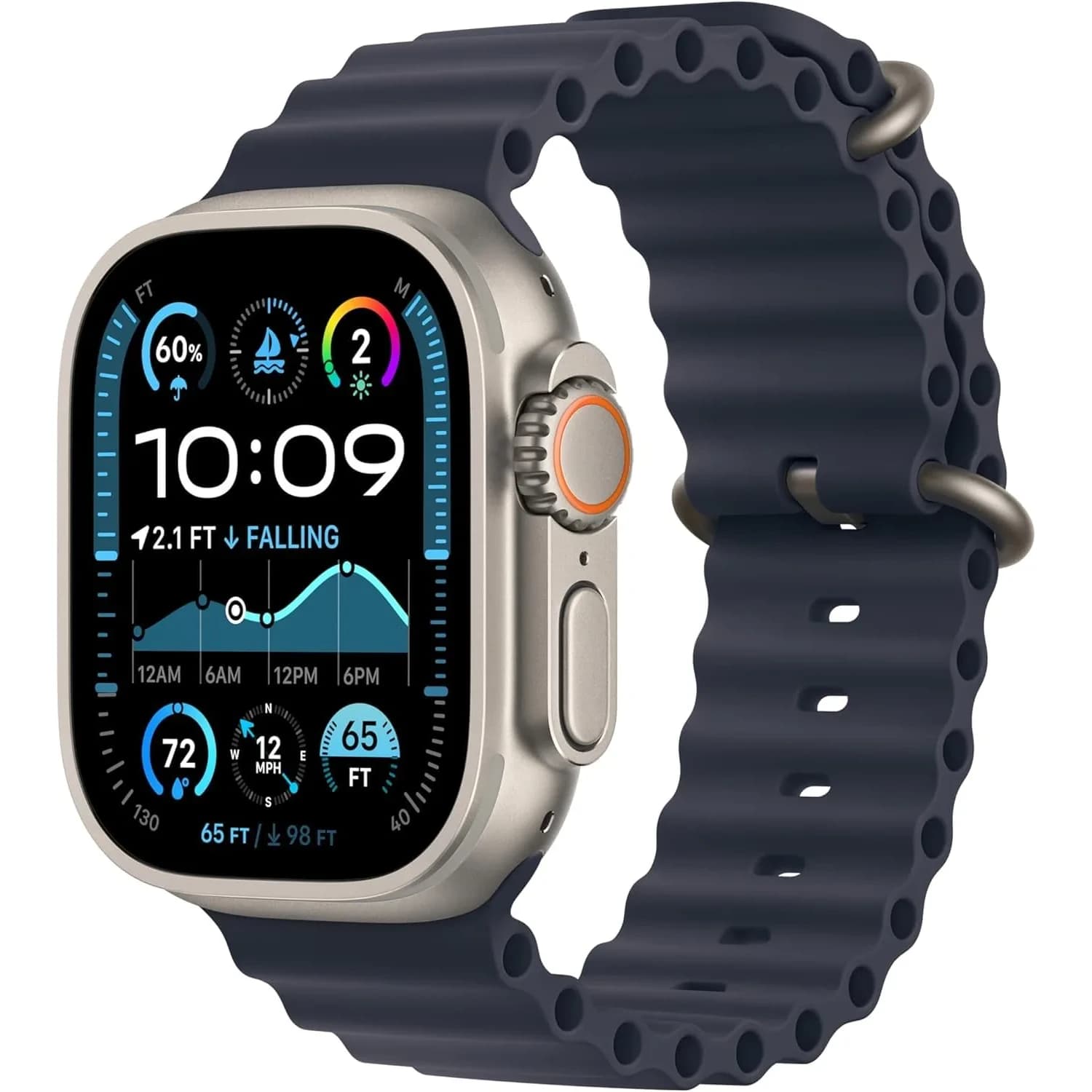 Apple Watch Ultra 2 [GPS + Cellular, 49mm] Titanium Case Blue Ocean Band | Rugged, Capable, Endurance Ready - main product image