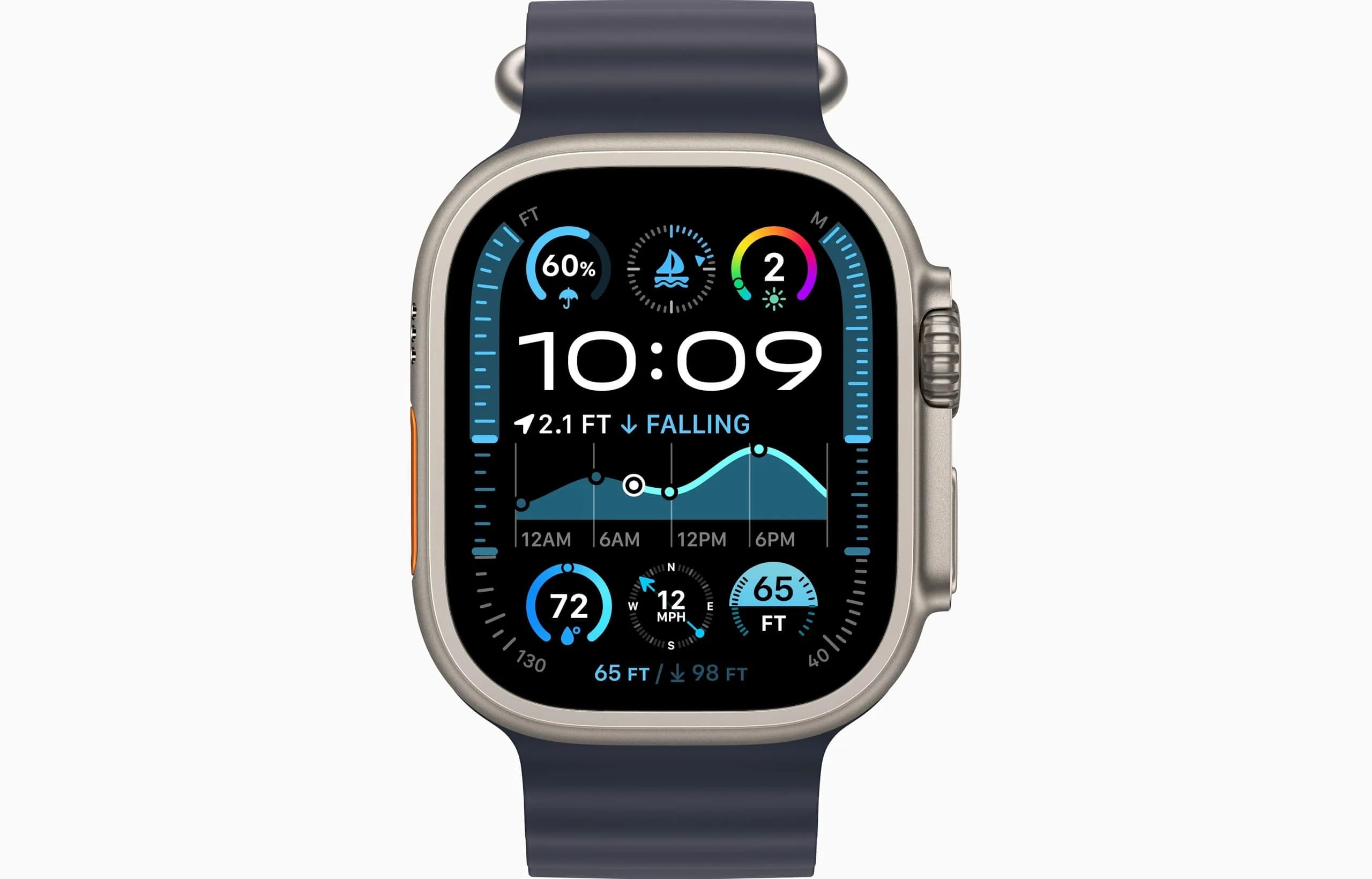 Apple Watch Ultra 2 [GPS + Cellular, 49mm] Titanium Case Blue Ocean Band | Rugged, Capable, Endurance Ready - view 3