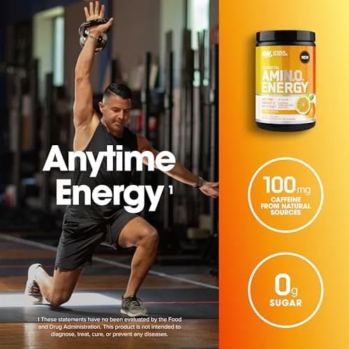 Optimum Nutrition Amino Energy Powder Citrus Spritz 269g (9.5 Oz) | BCAAs for Muscle Recovery & Energy Boost thumbnail 5