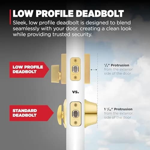 Kwikset San Clemente Entry Handleset with SmartKey Deadbolt, Satin Brass | Grade 1 BHMA Certified Security thumbnail 4