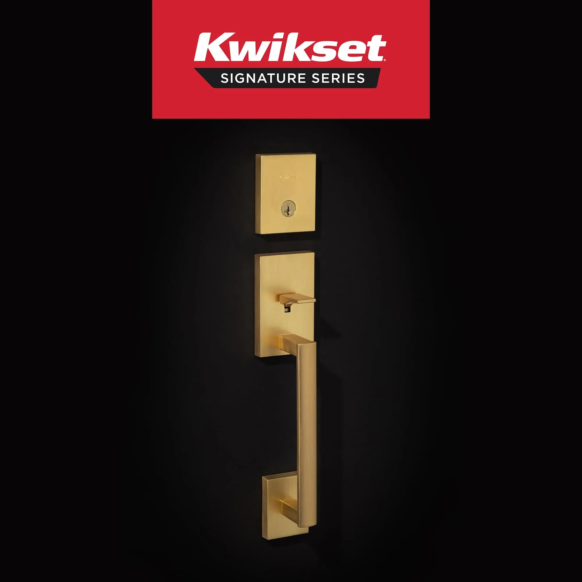 Kwikset San Clemente Entry Handleset with SmartKey Deadbolt, Satin Brass | Grade 1 BHMA Certified Security - view 2