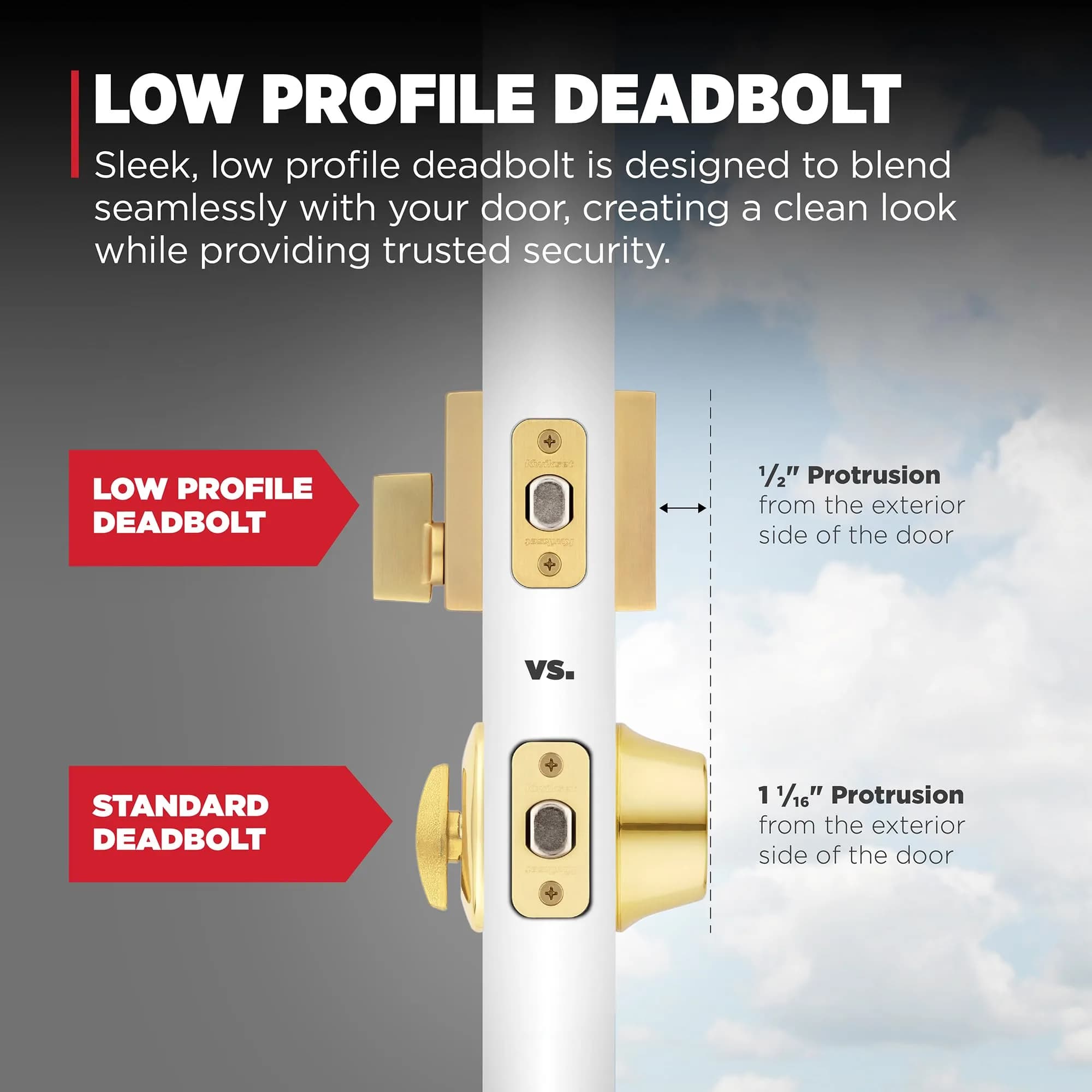 Kwikset San Clemente Entry Handleset with SmartKey Deadbolt, Satin Brass | Grade 1 BHMA Certified Security - view 4