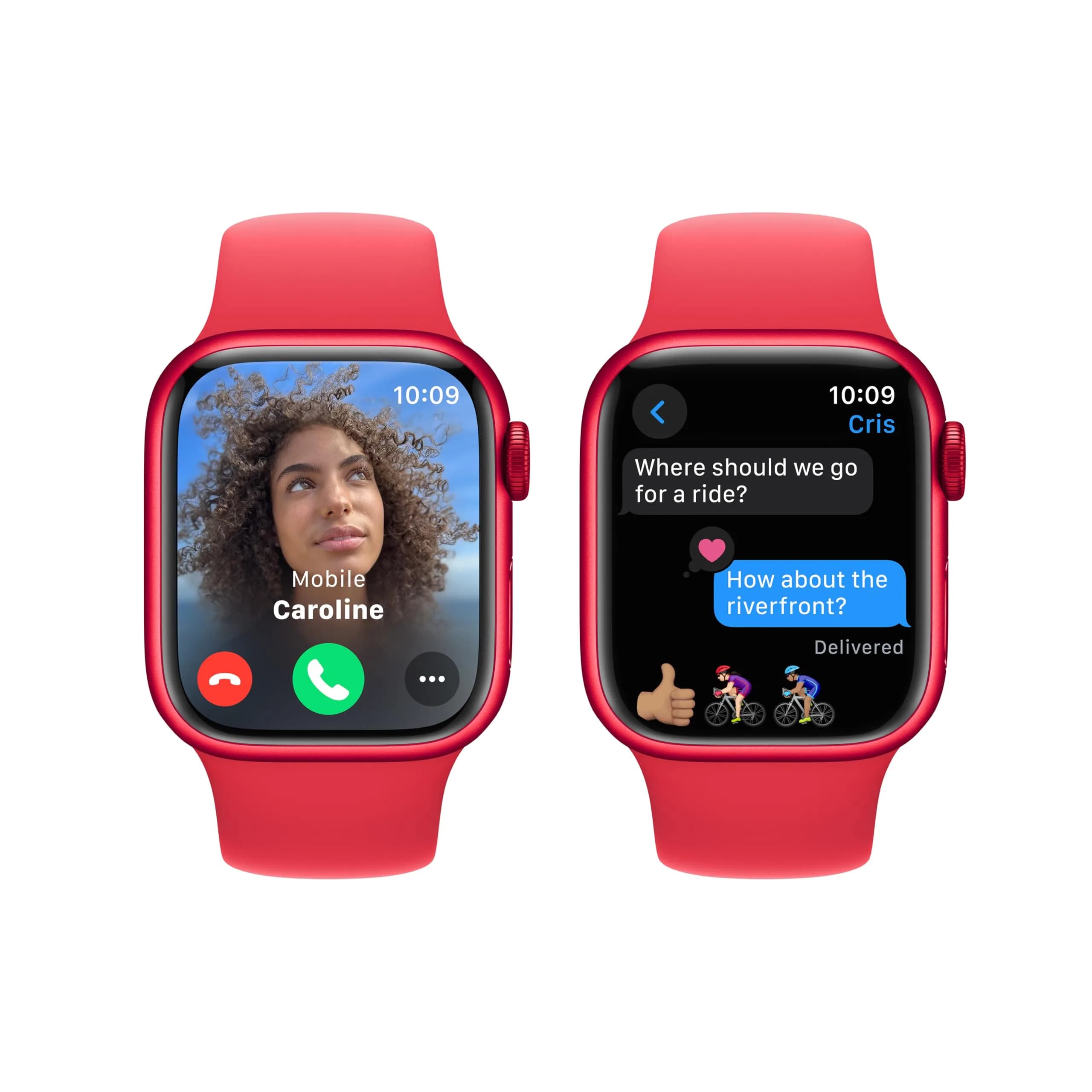 Apple Watch Series 9 [GPS, 41mm] Red Aluminum Case with Red Sport Band, M/L (Renewed) | S9 SiP Processor - view 4