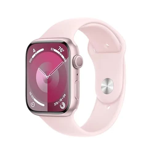 Apple Watch Series 9 [GPS, 45mm] - Pink Aluminum Case with Pink Sport Band, S/M | Always-On Retina Display - main product image