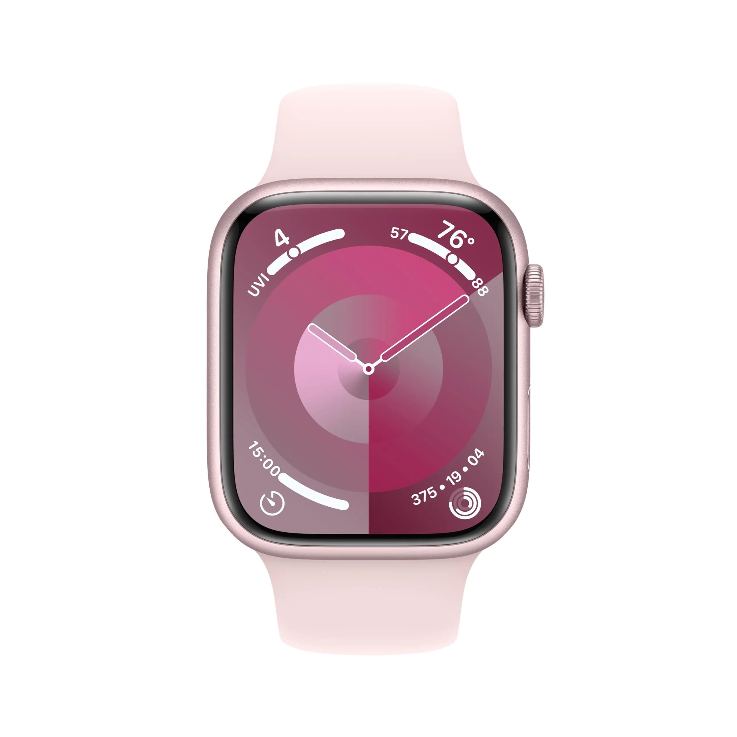 Apple Watch Series 9 [GPS, 45mm] - Pink Aluminum Case with Pink Sport Band, S/M | Always-On Retina Display thumbnail 2
