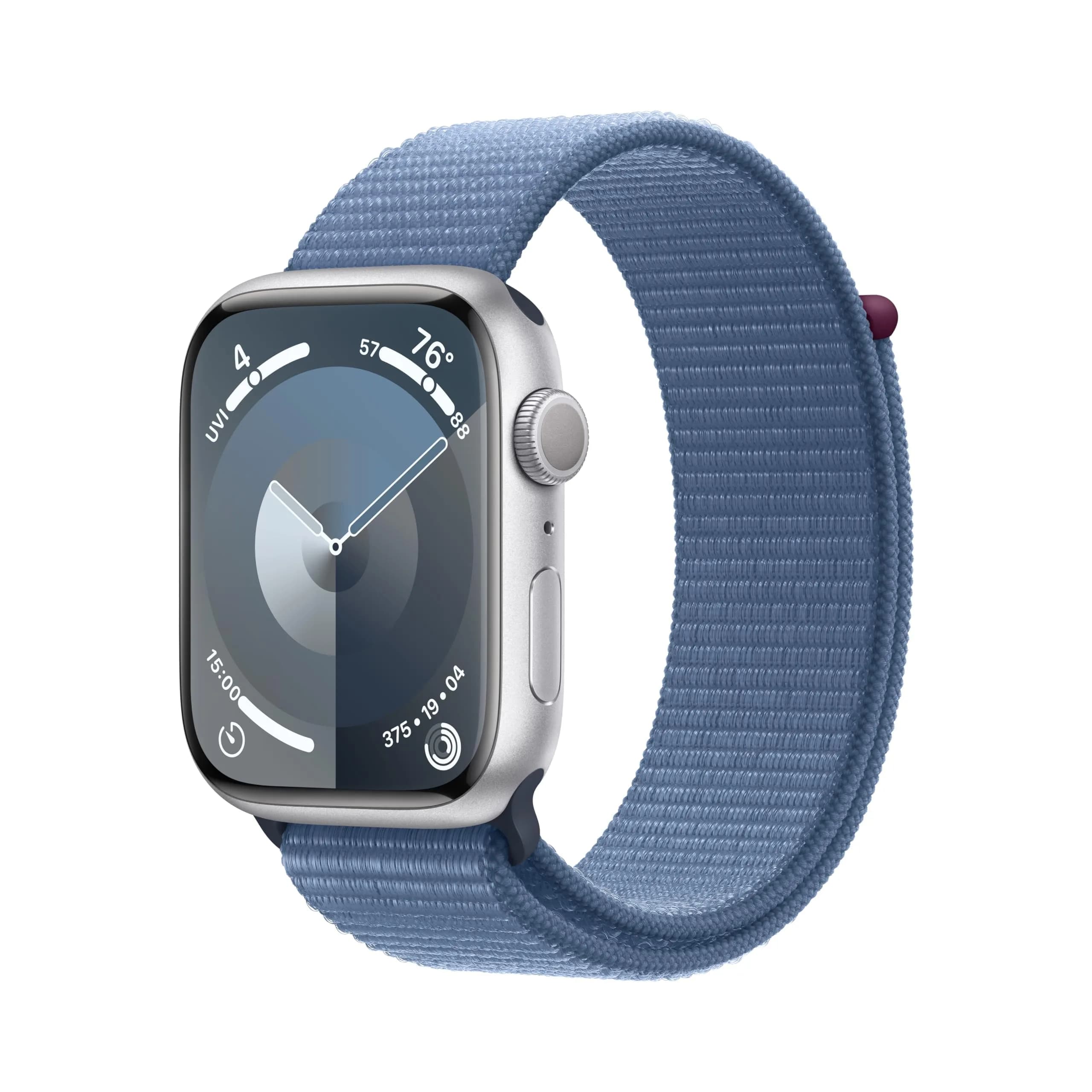 Apple Watch Series 9 [GPS, 45mm] Silver Aluminum Case with Winter Blue Sport Loop | Carbon Neutral Smartwatch - main product image
