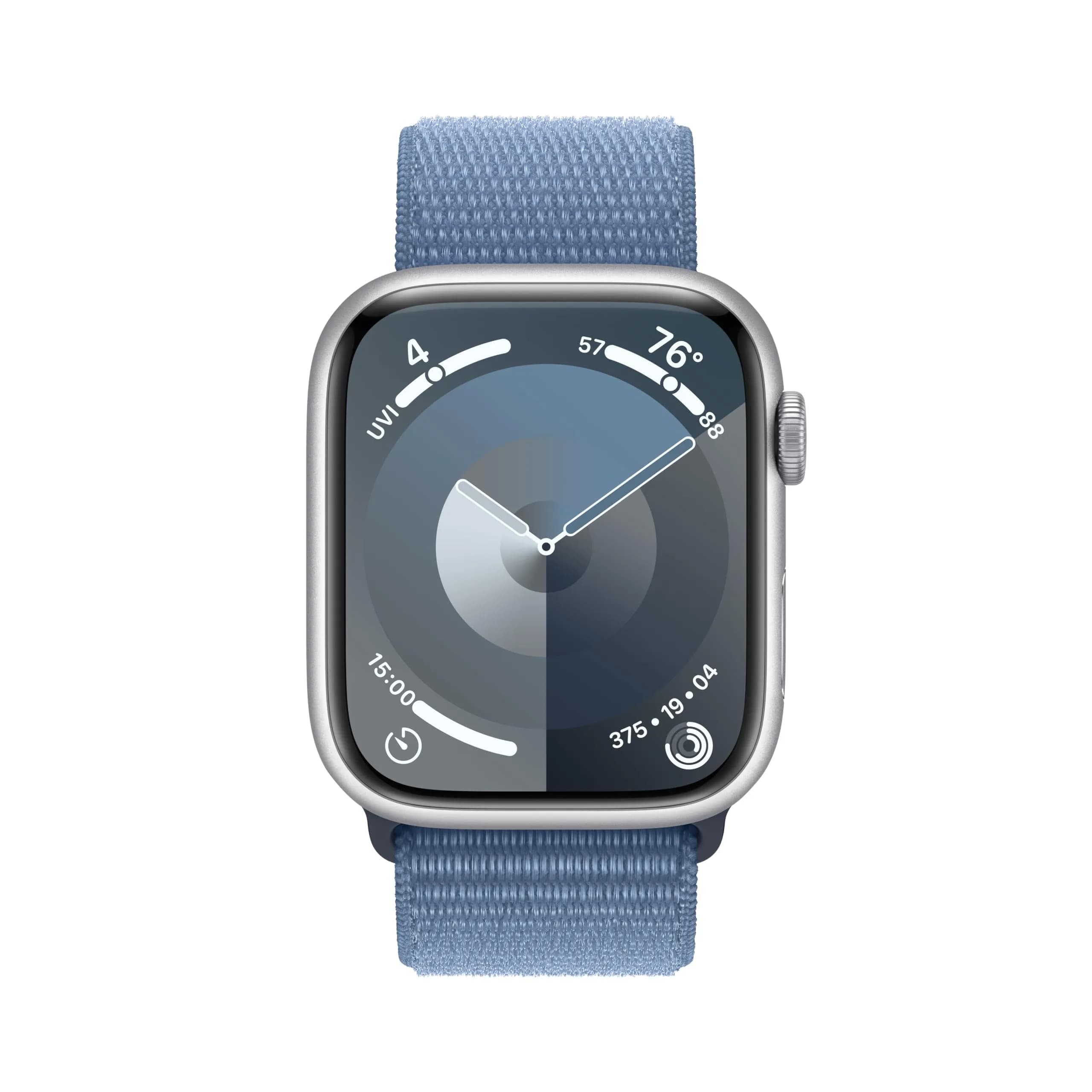 Apple Watch Series 9 [GPS, 45mm] Silver Aluminum Case with Winter Blue Sport Loop | Carbon Neutral Smartwatch - view 2