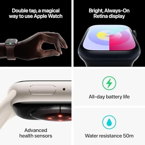 Apple Watch Series 9 [GPS, 45mm] Silver Aluminum Case with Winter Blue Sport Loop | Advanced Health & Fitness Companion thumbnail 5