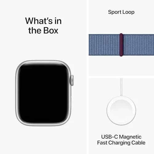 Apple Watch Series 9 [GPS, 45mm] Silver Aluminum Case with Winter Blue Sport Loop | Advanced Health & Fitness Companion thumbnail 6