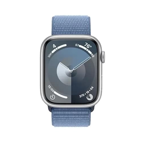 Apple Watch Series 9 [GPS, 45mm] Silver Aluminum Case with Winter Blue Sport Loop | Advanced Health & Fitness Companion thumbnail 7