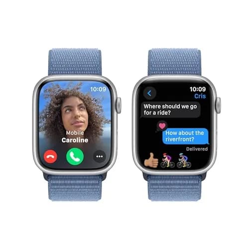 Apple Watch Series 9 [GPS, 45mm] Silver Aluminum Case with Winter Blue Sport Loop | Advanced Health & Fitness Companion thumbnail 9