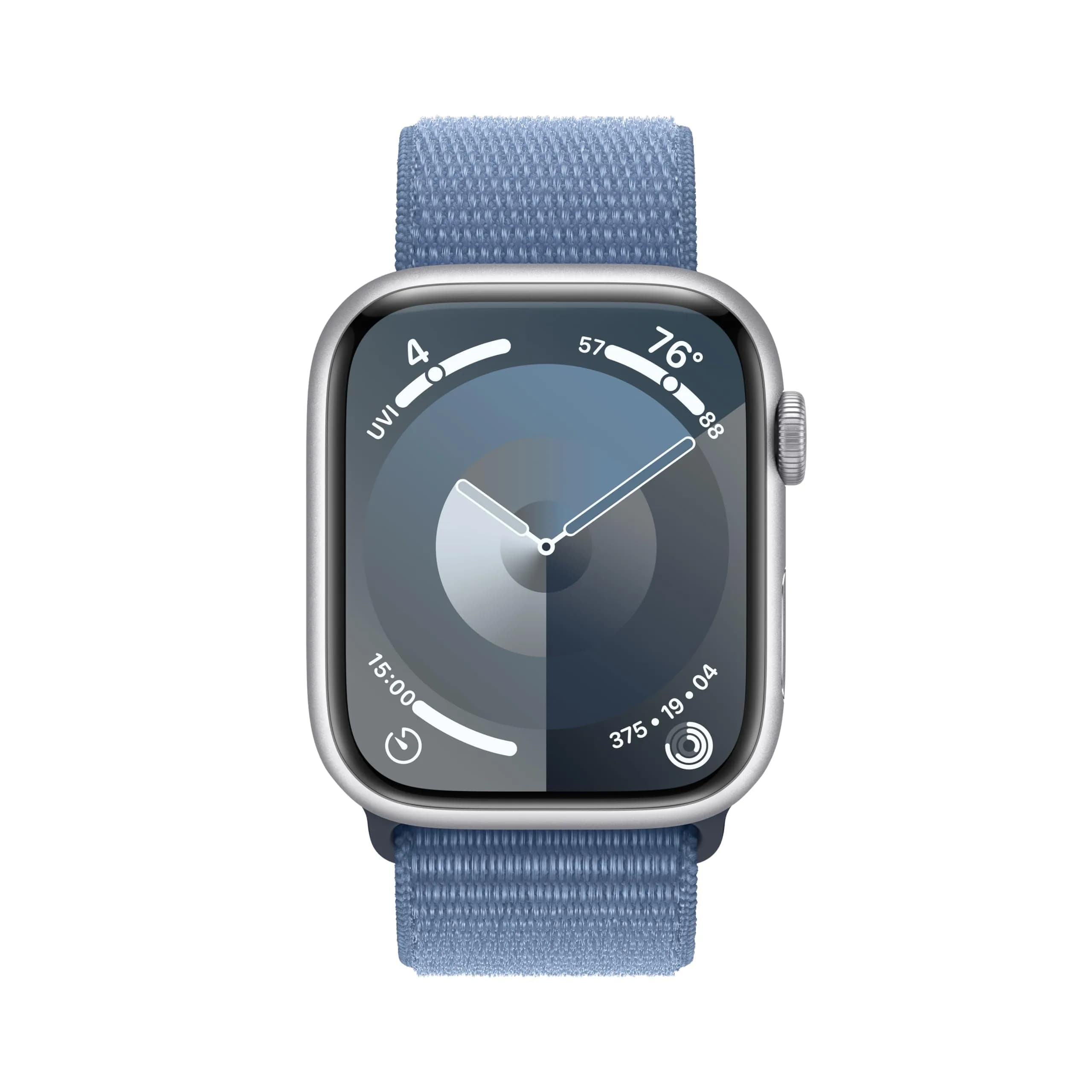 Apple Watch Series 9 [GPS, 45mm] Silver Aluminum Case with Winter Blue Sport Loop | Carbon Neutral Smartwatch - view 7