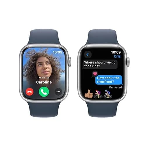Apple Watch Series 9 GPS 45mm Silver Aluminum Storm Blue Sport Band S/M (Renewed) | Health, Safety & Activity Tracking thumbnail 4