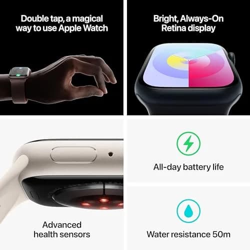 Apple Watch Series 9 GPS 45mm Silver Aluminum Storm Blue Sport Band S/M (Renewed) | Health, Safety & Activity Tracking thumbnail 5