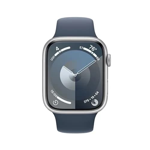Apple Watch Series 9 GPS 45mm Silver Aluminum Storm Blue Sport Band S/M (Renewed) | Health, Safety & Activity Tracking thumbnail 2