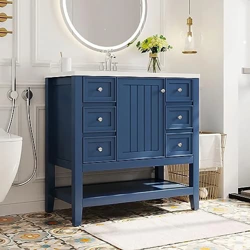 Acosure 36" Bathroom Vanity with Sink Combo | Modern Solid Wood Cabinet with Adjustable Shelf thumbnail 1