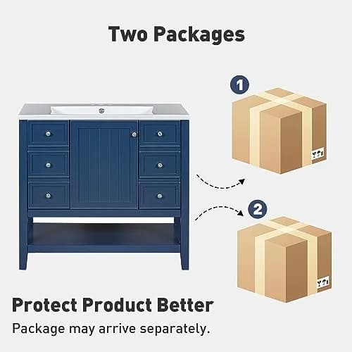 Acosure 36" Bathroom Vanity with Sink Combo | Modern Solid Wood Cabinet with Adjustable Shelf thumbnail 6