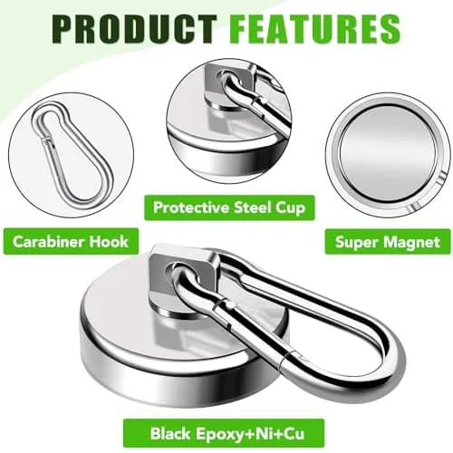 E BAVITE Magnetic Carabiner Hooks 12 Pack | Heavy Duty 110LBS Capacity for Indoor & Outdoor Use thumbnail 5