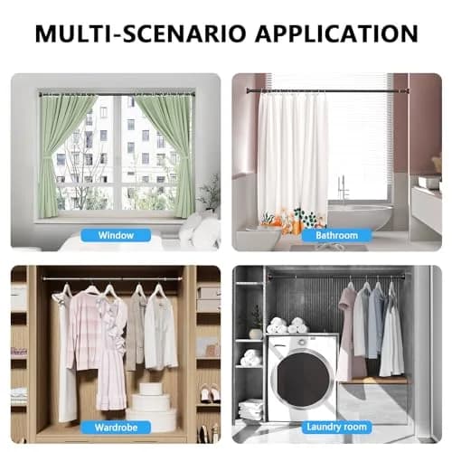 FOJELD Shower Curtain Rod 27-79 Inches | Adjustable Tension No Drilling, Rustproof, Heavy Duty (en_US) thumbnail 6