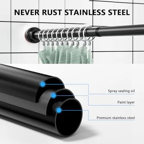 FOJELD Shower Curtain Rod 27-79 Inches | Adjustable Tension No Drilling, Rustproof, Heavy Duty (en_US) thumbnail 2