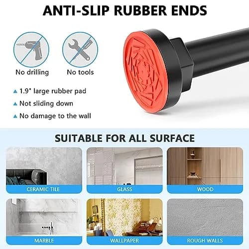 FOJELD Shower Curtain Rod 27-79 Inches | Adjustable Tension No Drilling, Rustproof, Heavy Duty (en_US) thumbnail 3