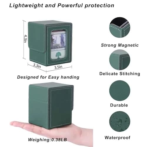 AFIING Commander Deck Box for Magic Cards 100 Double Sleeved Cards | Green/Grey thumbnail 2