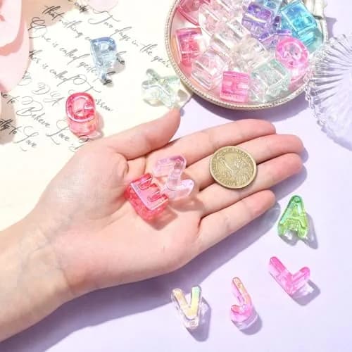 DanLingJewelry 90Pcs Random Acrylic Letter Beads Rainbow Alphabet Spacer Beads, 20-21mm (0.8in) | DIY Jewelry Making Supplies thumbnail 6
