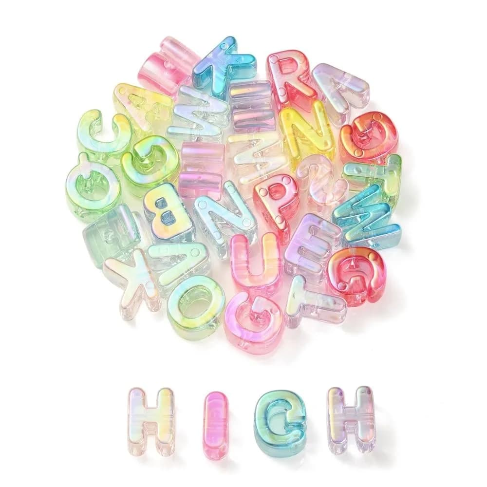 DanLingJewelry 90Pcs Random Acrylic Letter Beads Rainbow Alphabet Spacer Beads, 20-21mm (0.8in) | DIY Jewelry Making Supplies