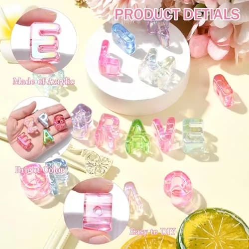 DanLingJewelry 90Pcs Random Acrylic Letter Beads Rainbow Alphabet Spacer Beads, 20-21mm (0.8in) | DIY Jewelry Making Supplies thumbnail 3
