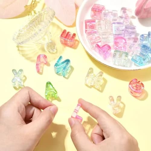 DanLingJewelry 90Pcs Random Acrylic Letter Beads Rainbow Alphabet Spacer Beads, 20-21mm (0.8in) | DIY Jewelry Making Supplies thumbnail 4