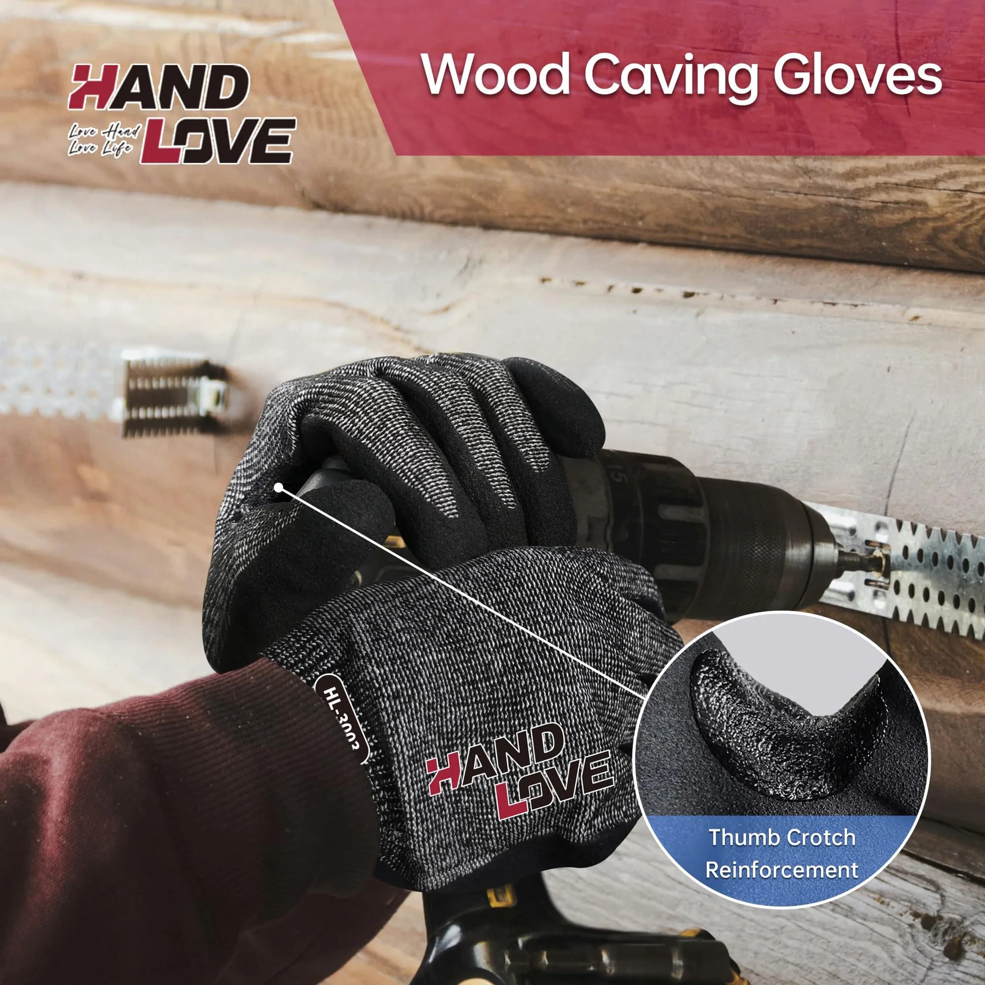 HandLove Cut Resistant Gloves – ANSI A7 Safety Work Gloves | Sandy Nitrile, Anti-Slip, Touchscreen, Durable, PFAS Free, Blue, 6Pairs, M thumbnail 3