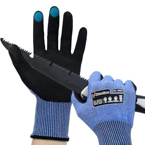 HandLove Cut Resistant Gloves XL | ANSI A7 Safety Work Gloves, Sandy Nitrile, Anti-Slip, Touchscreen, Durable, PFAS Free thumbnail 1