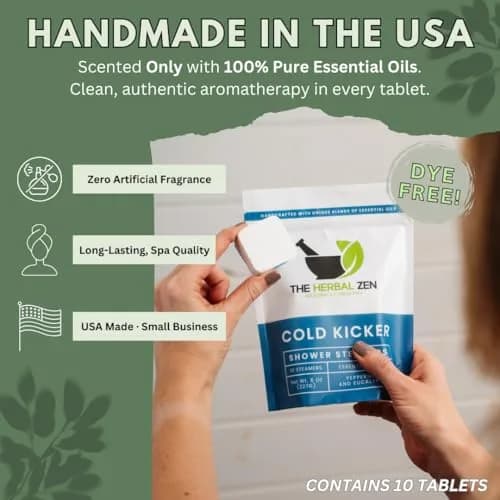 The Herbal Zen Cold Kicker Shower Steamers Aromatherapy Relief 10 Pack | Pharmacist-Crafted for Clear Breathing thumbnail 5
