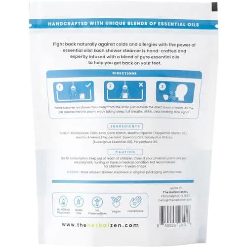 The Herbal Zen Cold Kicker Shower Steamers Aromatherapy Relief 10 Pack | Pharmacist-Crafted for Clear Breathing thumbnail 9