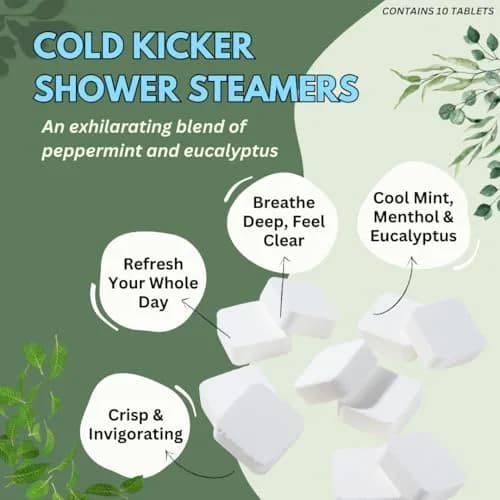 The Herbal Zen Cold Kicker Shower Steamers Aromatherapy Relief 10 Pack | Pharmacist-Crafted for Clear Breathing thumbnail 2