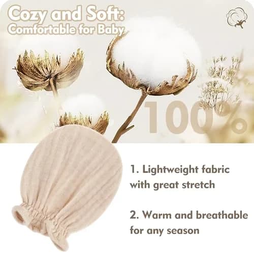 Pro Goleem Baby Mittens 3-Pack | Soft Breathable Cotton for Newborns 0-6M thumbnail 7