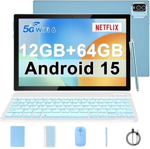 IWEGGO Android 15 Tablet 10.1 Inch 12GB RAM 64GB ROM 1TB Expandable | 2-in-1 with Keyboard, Mouse, Stylus, Case thumbnail 1