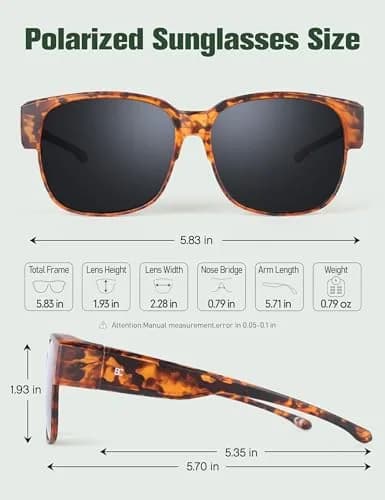 BIRCEN Polarized Fit Over Sunglasses for Men & Women | 21.5g TR90 Frame, 58mm Lens Width thumbnail 3