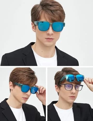 BIRCEN Polarized Fit Over Sunglasses with TR90 Frame, Blue Lens, Standard Size | Wear Over Prescription Glasses thumbnail 2