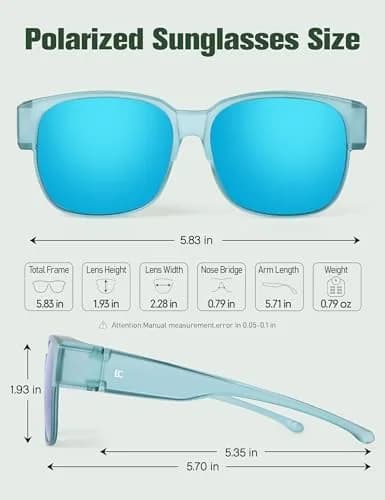 BIRCEN Polarized Fit Over Sunglasses with TR90 Frame, Blue Lens, Standard Size | Wear Over Prescription Glasses thumbnail 3