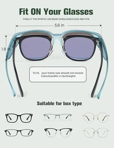 BIRCEN Polarized Fit Over Sunglasses with TR90 Frame, Blue Lens, Standard Size | Wear Over Prescription Glasses thumbnail 4