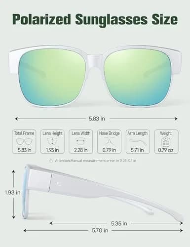 BIRCEN Polarized Fit Over Sunglasses for Prescription Glasses, TR90 Frame, 58mm Lens | UV Protection Wrap Around Shades thumbnail 3