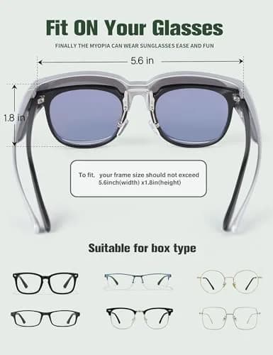 BIRCEN Polarized Fit Over Sunglasses for Prescription Glasses, TR90 Frame, 58mm Lens | UV Protection Wrap Around Shades thumbnail 4