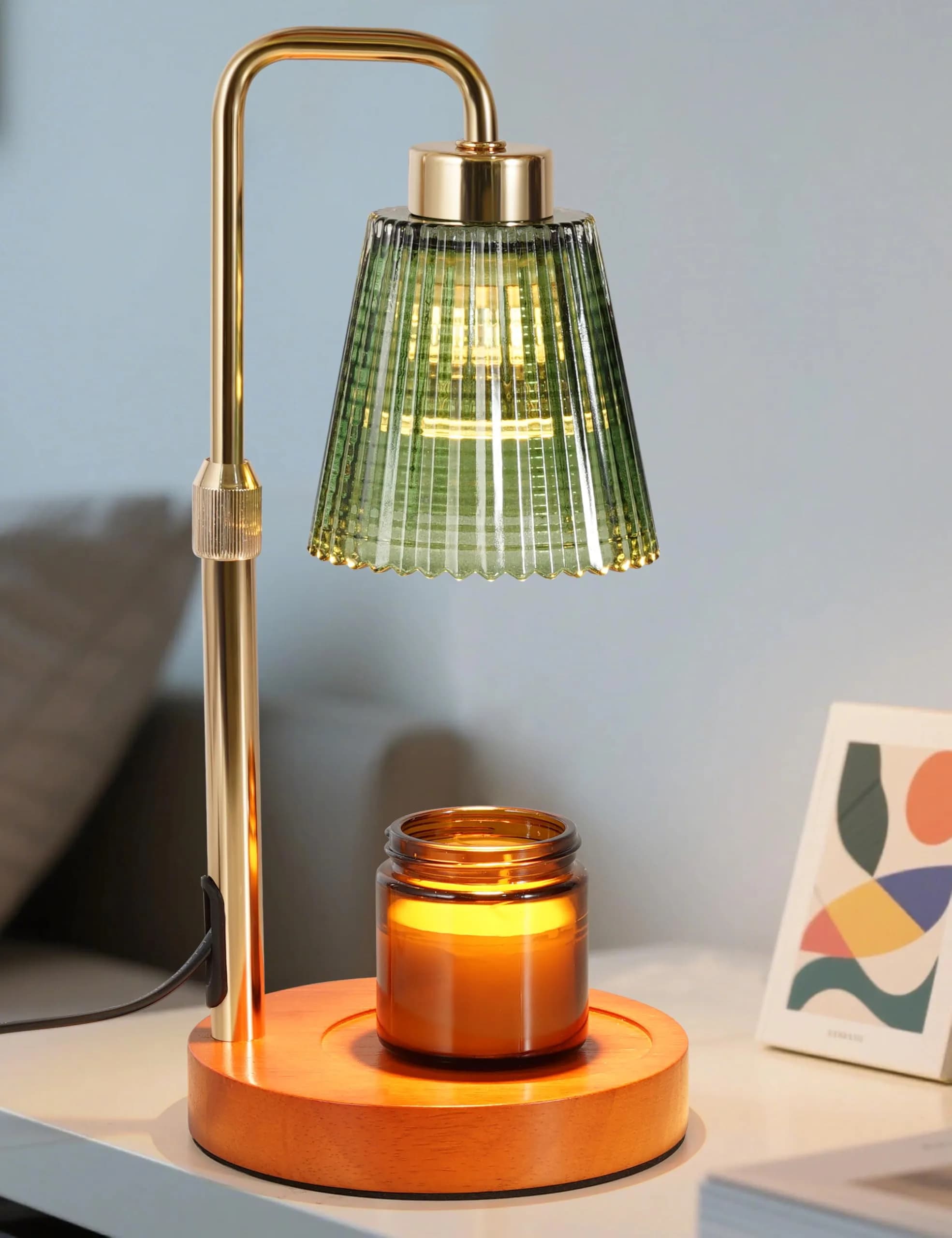 GODONLIF White Candle Warmer Lamp with 24h Cycle Timer, Dimmable Wax Melt Warmer — Green