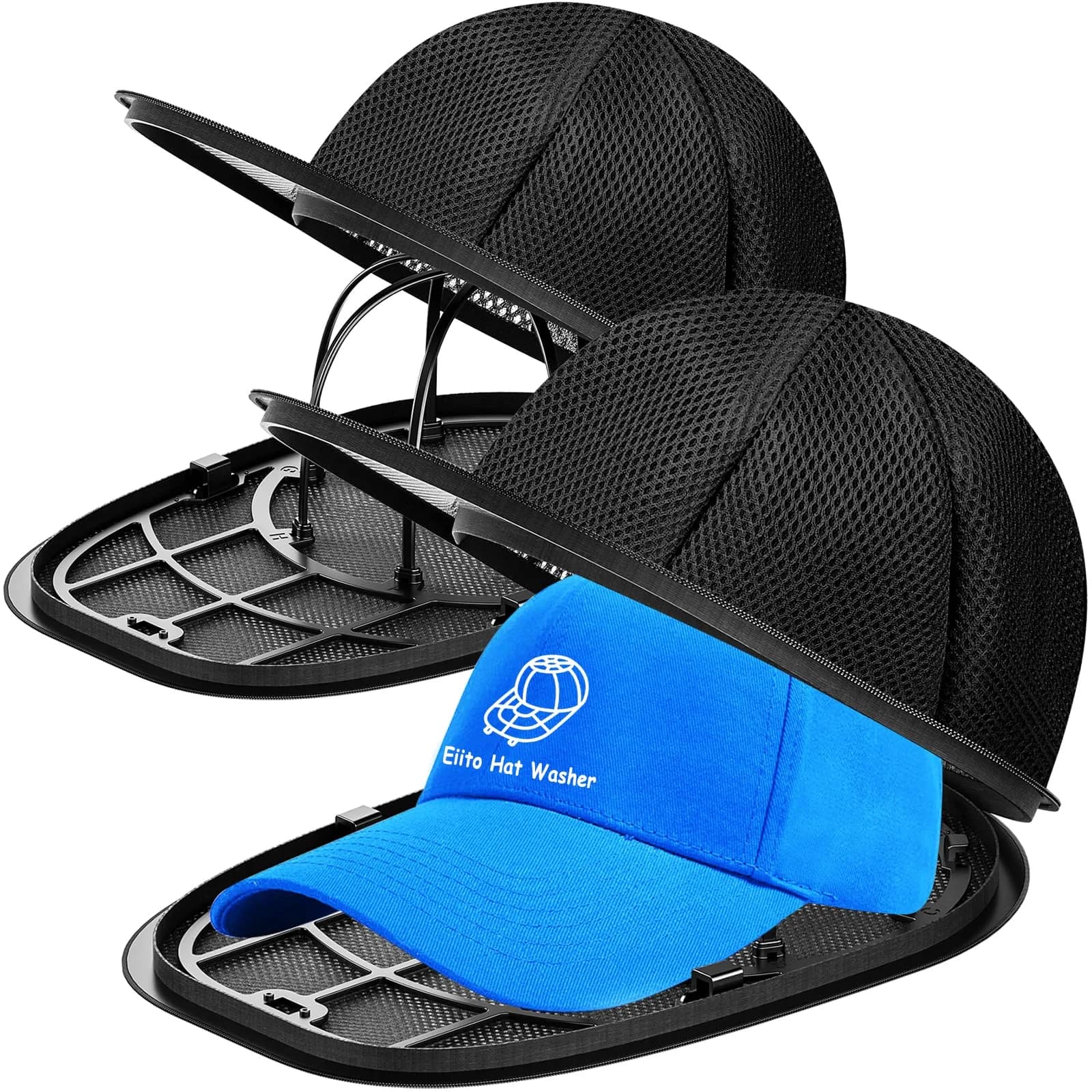 Eiito Hat Washer Cage 2 Pack Black for Adults & Kids | Safe, Durable & Universal Fit